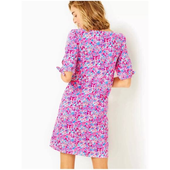 Lilly Pulitzer Women’s Sz M NWT Pink Floral Dress Short Sleeve Easley T-Shirt - Picture 2 of 9